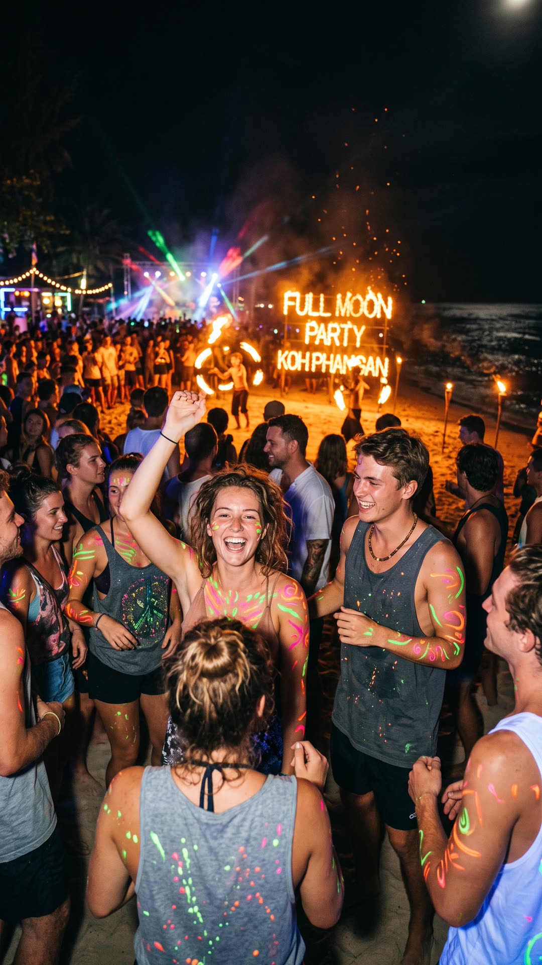 A beach party on Koh Phangan (AI-generated image)