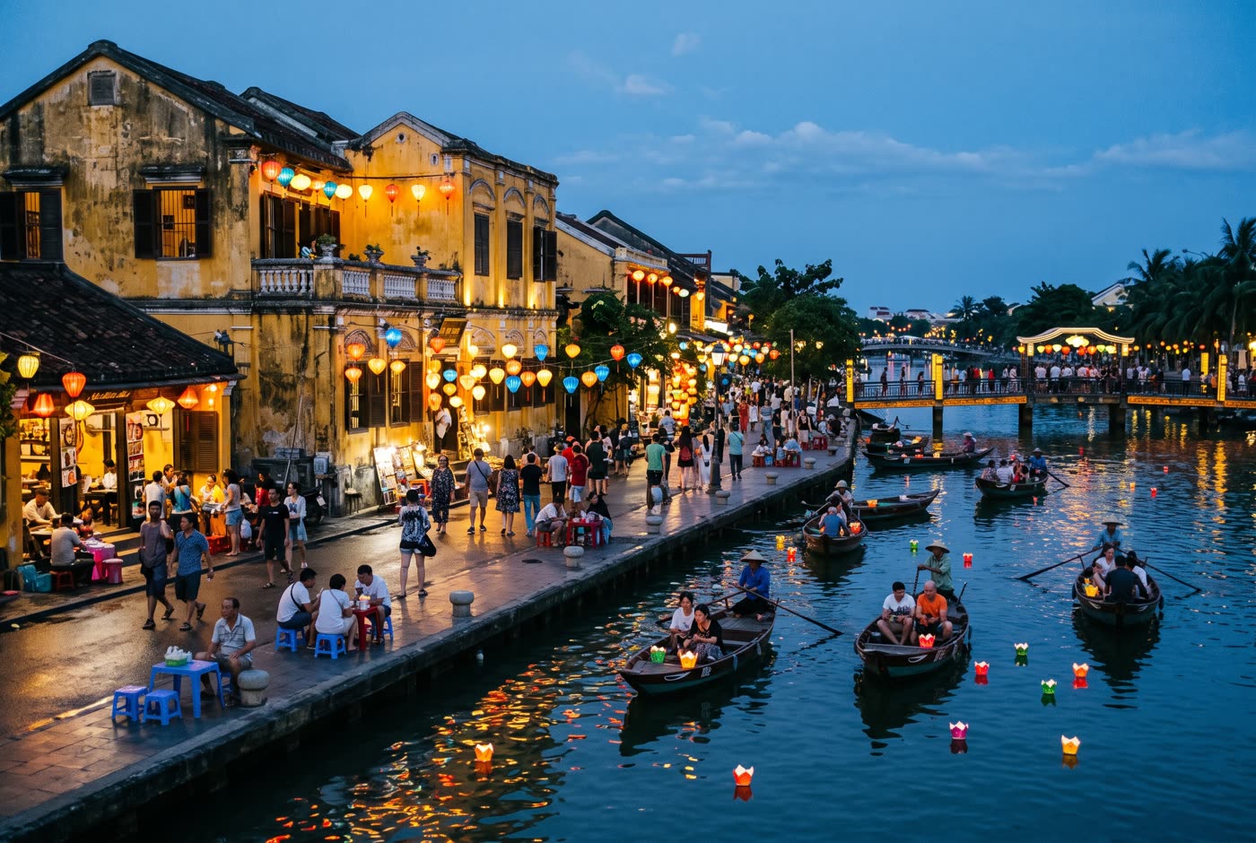 Lanterns over the river in Hoi An (AI-generated image)