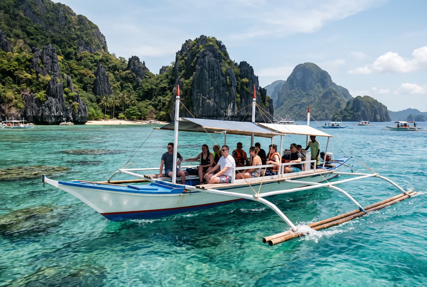A bangka boat on an island-hopping tour near El Nido (AI-generated image)